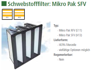Schwebstofffilter - Mikro Pak SFV